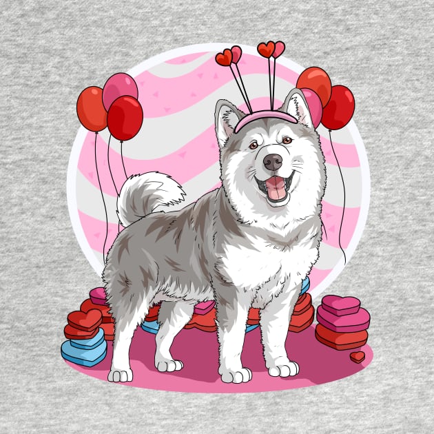 Alaskan Malamute Valentines Day Heart Dogs Puppy Love by Noseking